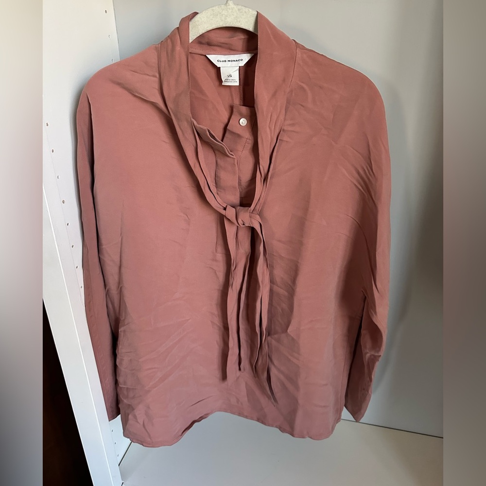 Club Monaco Blouse Tan/ Peach colored size L never worn